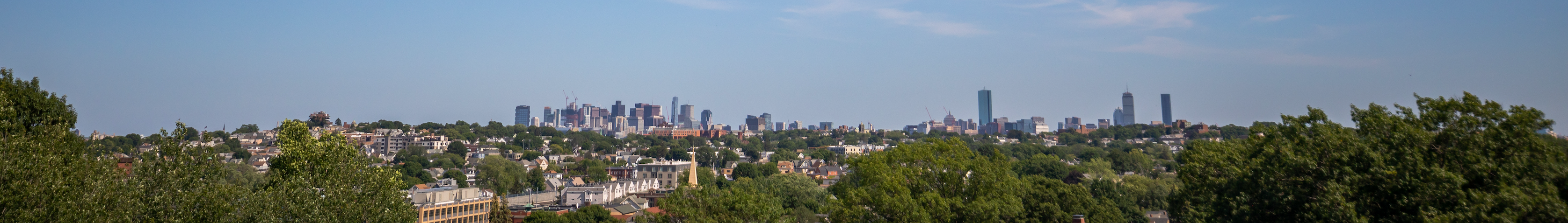 View of the Boston skyline from the top of Tisch Library